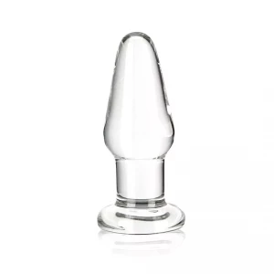 Гладкая стеклянная анальная пробка - 8 см.