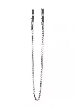 Серебристые металлические клипсы на соски с цепочкой