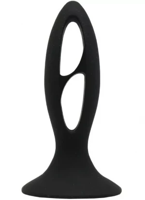 Чёрный анальный массажёр из силикона - 12 см.