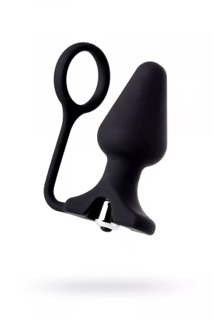 Чёрное эрекционное кольцо с анальной вибропробкой