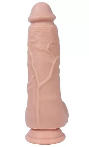 Реалистичный фаллоимитатор REAL с мошонкой на присоске - 21 см.