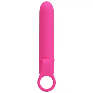 Розовый мини-вибромассажер с кольцом Ladon - 13,5 см.