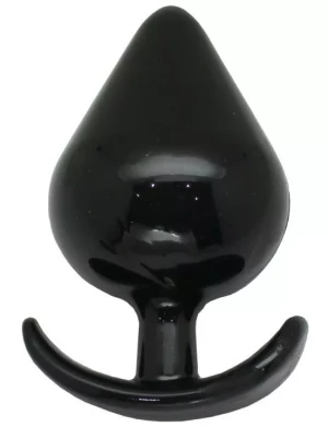 Черная коническая анальная пробка с ограничителем - 11 см.