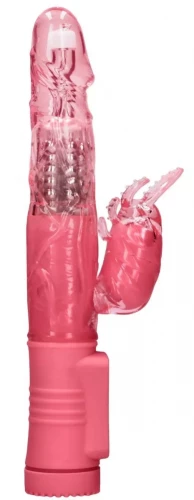 Розовый вибратор-кролик Rotating Beetle - 22 см.