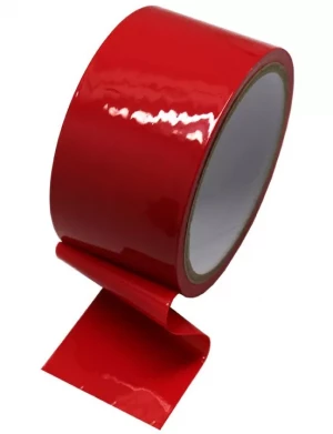 Красный скотч для бондажа - 17 м.