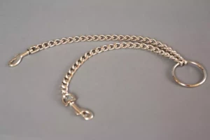 Металлическая цепь с центральным кольцом и карабинами по обе стороны