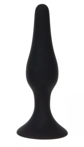 Черная силиконовая анальная пробка размера S - 10 см.