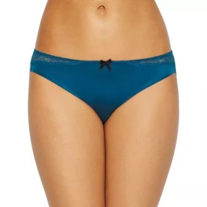 Синие трусики-слипы с кружевом