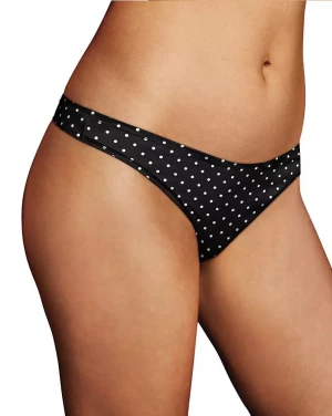 Черные трусики-стринги в горошек