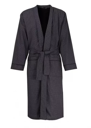 Мужской двухслойный халат в мелкую клетку