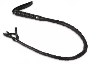 Черный кнут с витой рукояткой - 97 см.