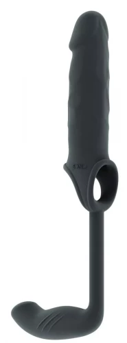 Серая насадка с анальным стимулятором Stretchy Penis Exten and Plug No.34