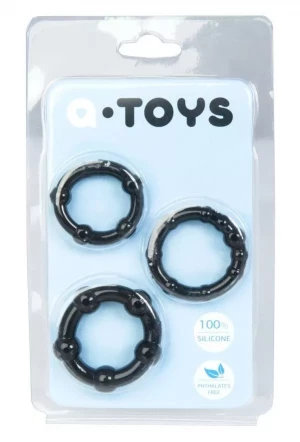 Набор из 3 чёрных эрекционных колец A-toys