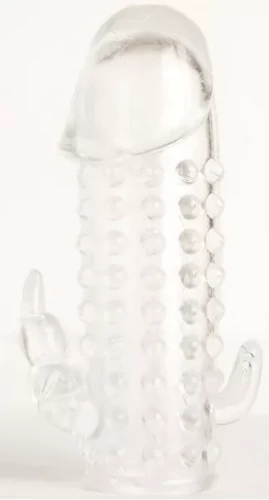 Гелевая прозрачная насадка с 2 отростками - 13 см.
