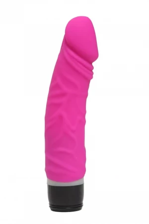 Розовый силиконовый вибратор-реалистик с 7 режимами вибрации - 19,5 см.