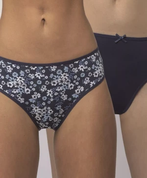 Набор из 2 синих трусиков - с цветочками и однотонных