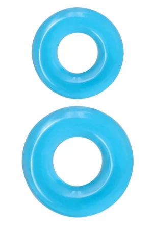 Набор из двух эрекционных колец голубого цвета Double Stack