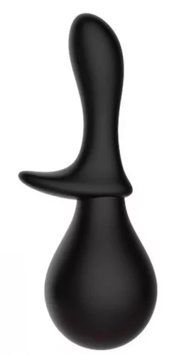 Чёрный силиконовый анальный душ с ограничителем