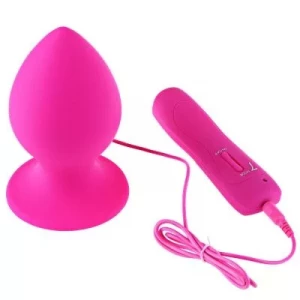 Розовый виброплаг с выносным пультом Anal Plug L - 9 см.