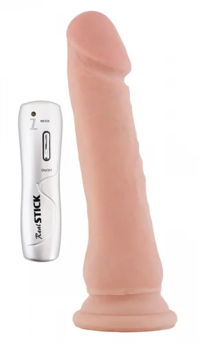 Телесный виброфаллос на присоске - 18 см.