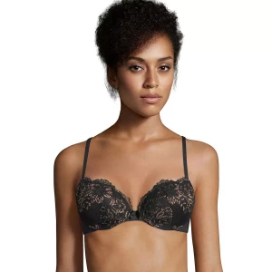 Черно-золотистый бюстгальтер пуш-ап с узким соединением чашек