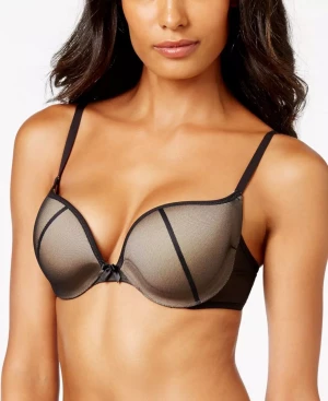 Черный бюстгальтер пуш-ап с сеткой поверх чашек
